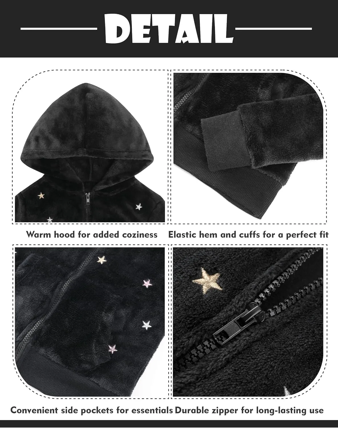 V.&GRIN Girl Zip up Hoodie Sweatshirt Soft Fuzzy Fleece Jacket with Pocket for Girls 5-16 Years