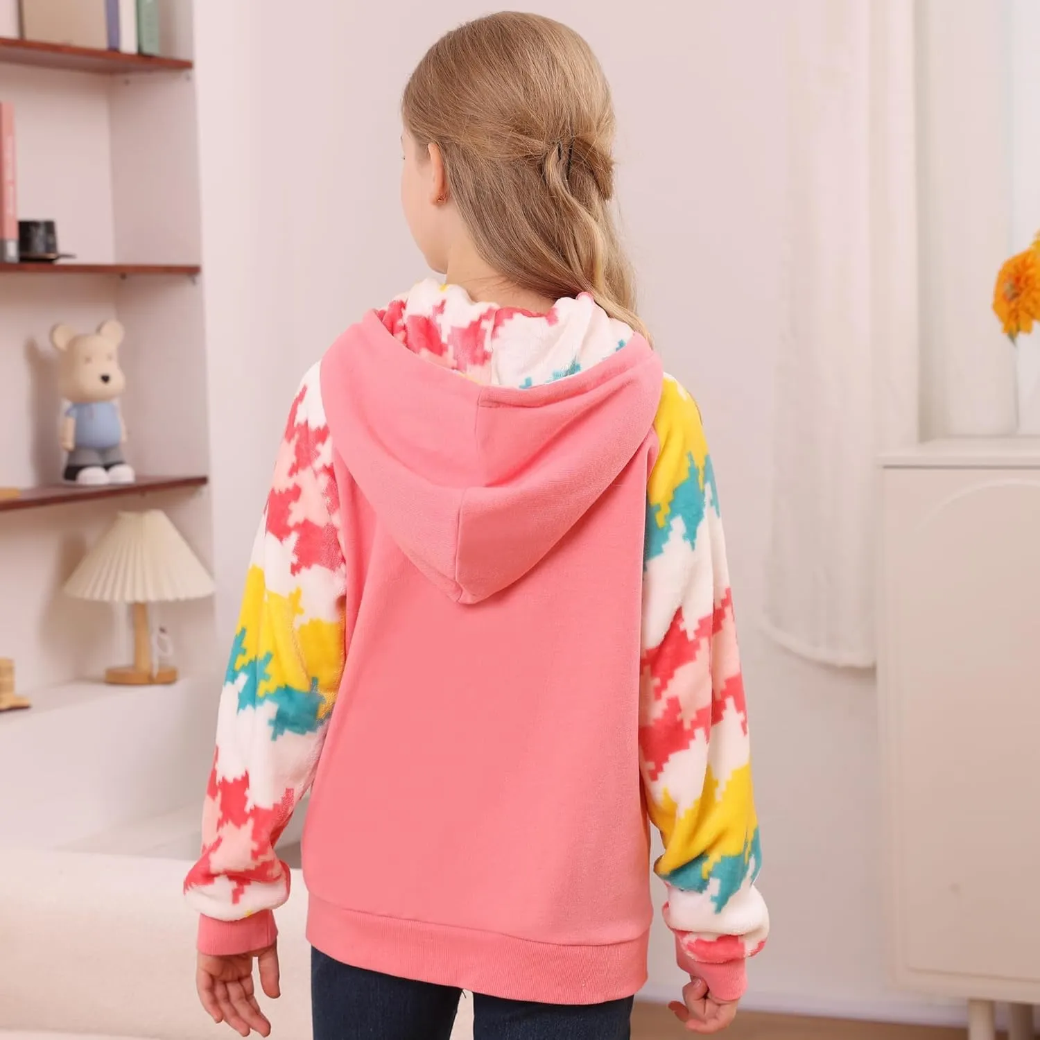 V.&GRIN Girl Zip up Hoodie Sweatshirt Soft Fuzzy Fleece Jacket with Pocket for Girls 5-16 Years