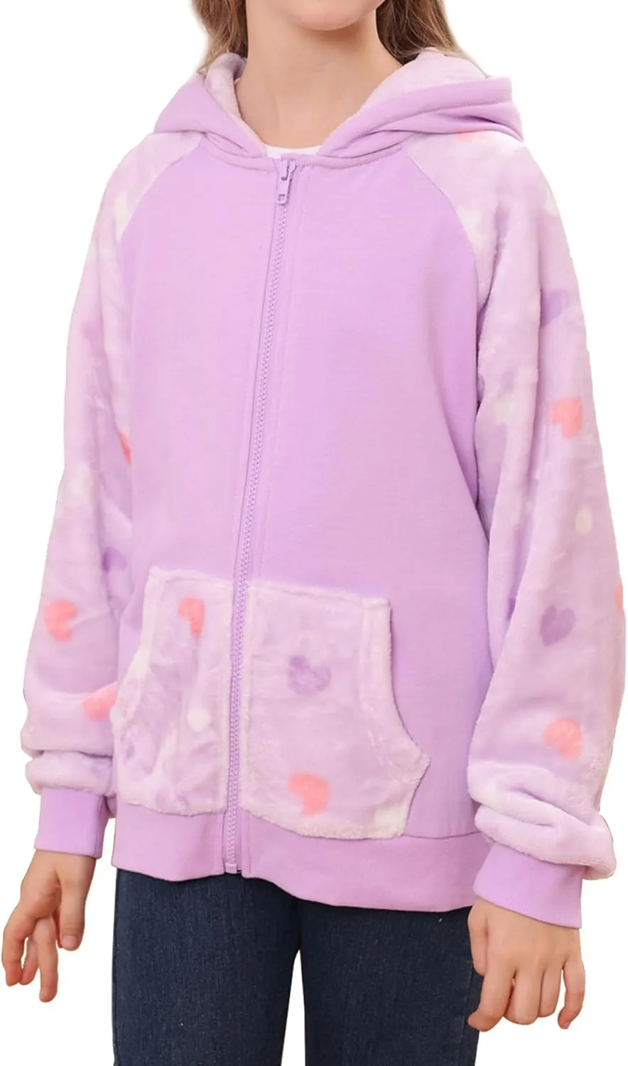 V.&GRIN Girl Zip up Hoodie Sweatshirt Soft Fuzzy Fleece Jacket with Pocket for Girls 5-16 Years