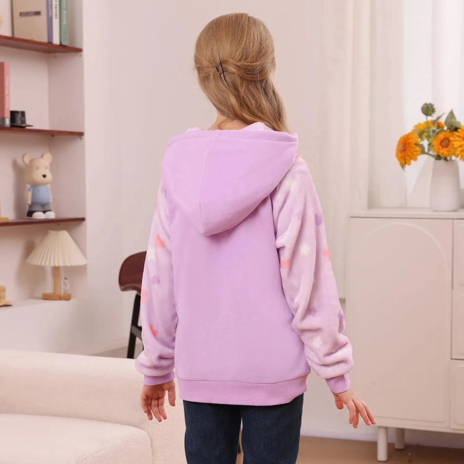V.&GRIN Girl Zip up Hoodie Sweatshirt Soft Fuzzy Fleece Jacket with Pocket for Girls 5-16 Years