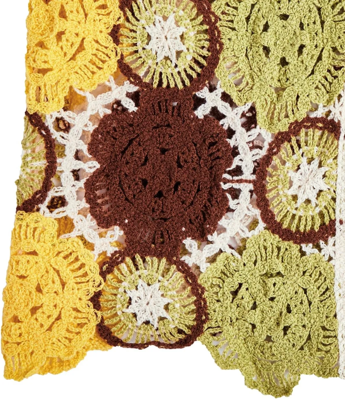 Verdusa Women's Boho Floral Crochet Sweater Vest Tie Front Knitted Sleeveless Cardigan
