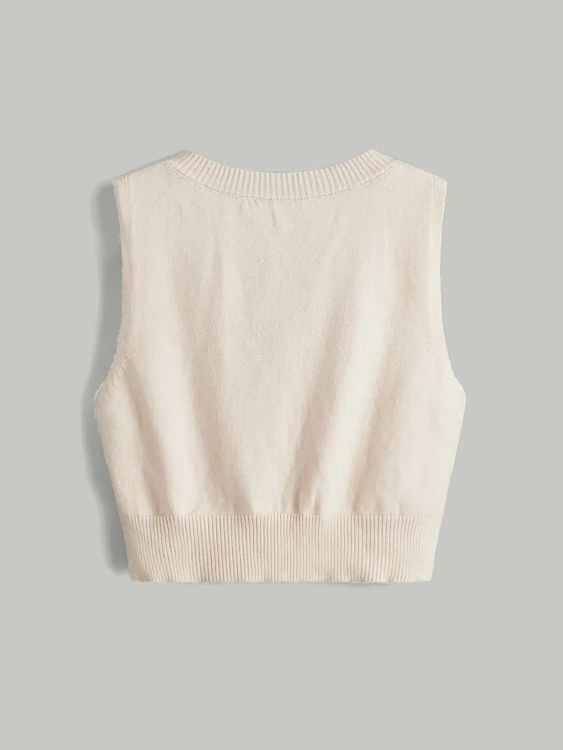 Verdusa Women's Button Up Sleeveless Sweater Vest Cable Knit Crop Top Outerwear