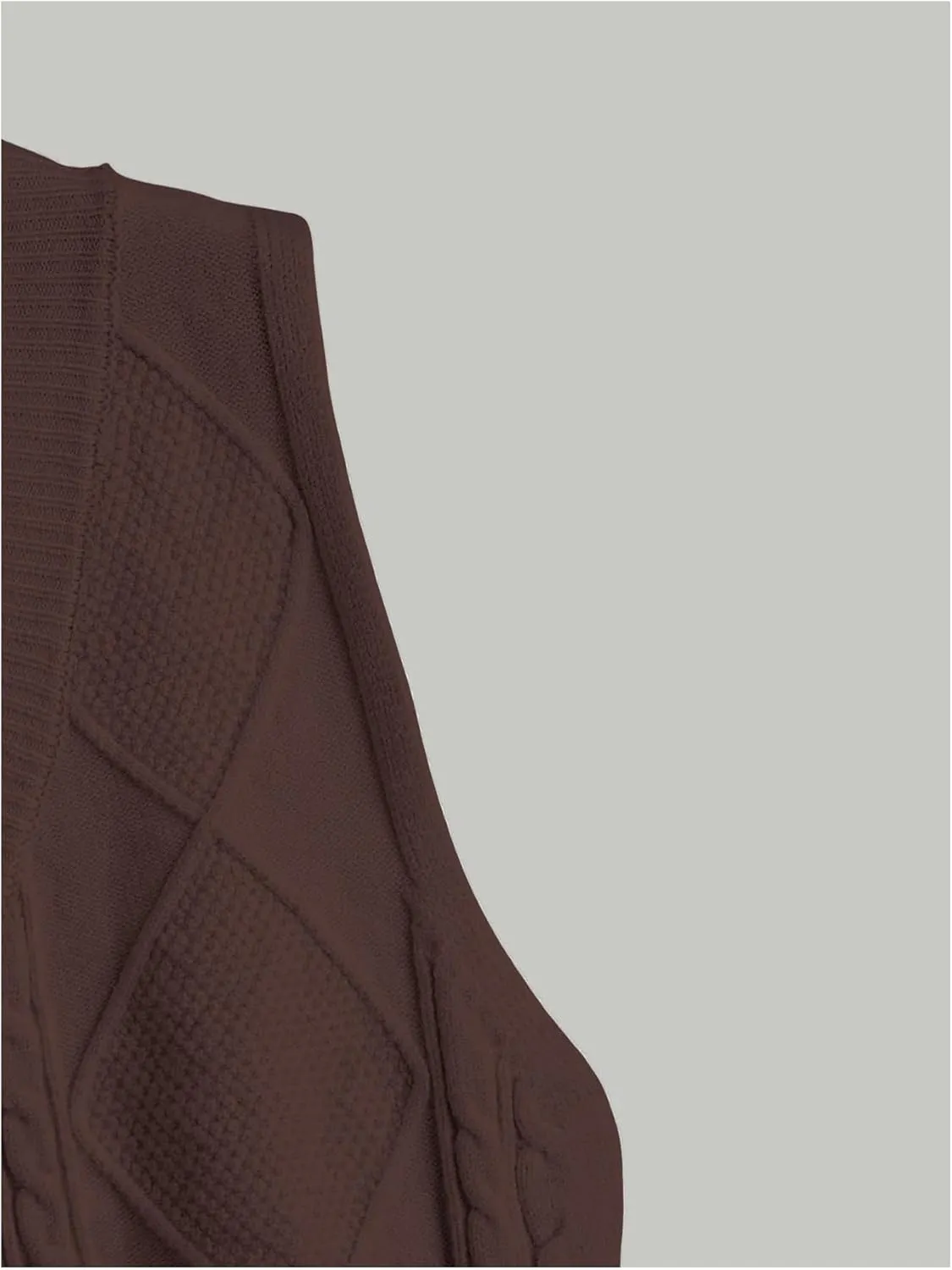 Verdusa Women's Button Up Sleeveless Sweater Vest Cable Knit Crop Top Outerwear