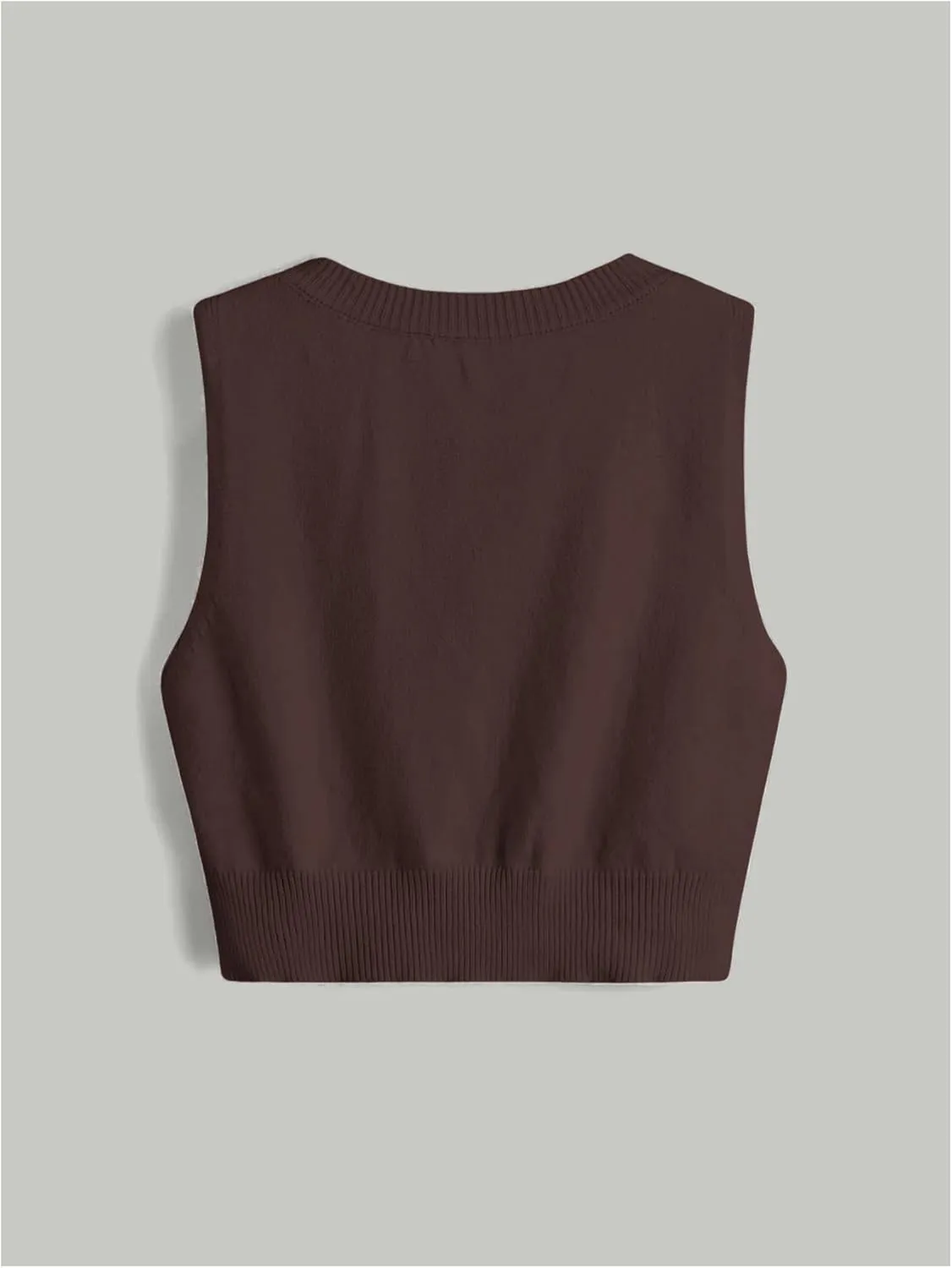Verdusa Women's Button Up Sleeveless Sweater Vest Cable Knit Crop Top Outerwear
