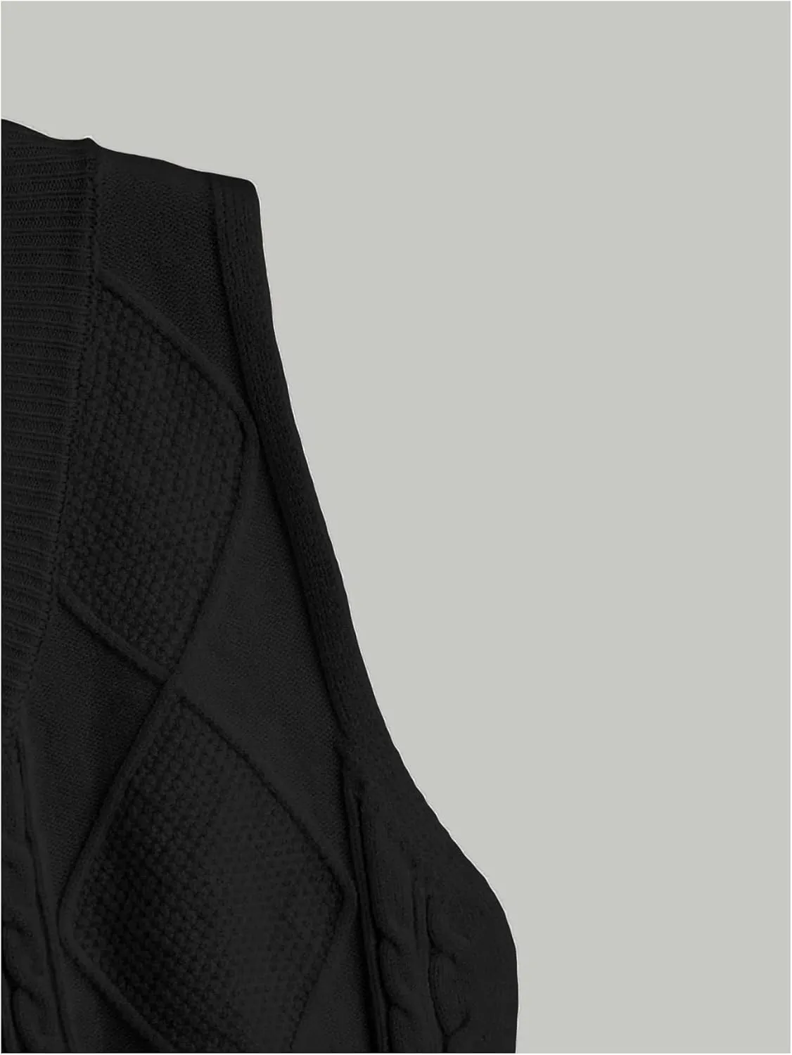 Verdusa Women's Button Up Sleeveless Sweater Vest Cable Knit Crop Top Outerwear