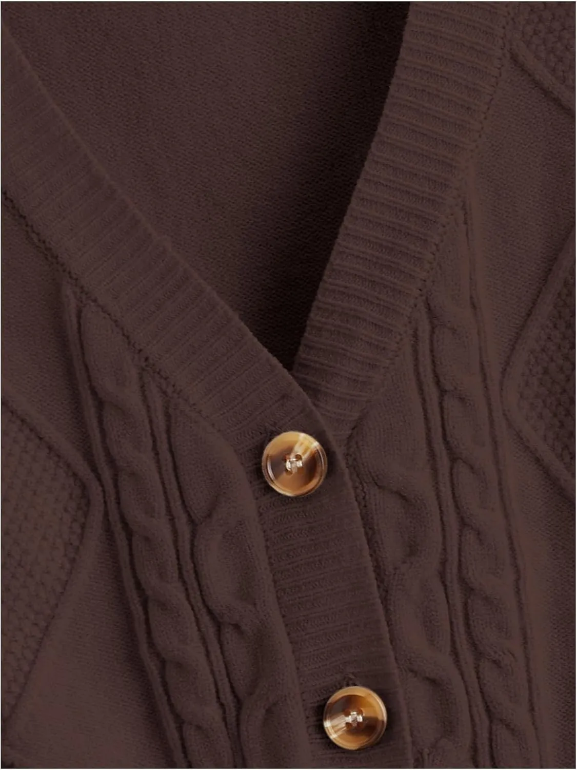 Verdusa Women's Button Up Sleeveless Sweater Vest Cable Knit Crop Top Outerwear