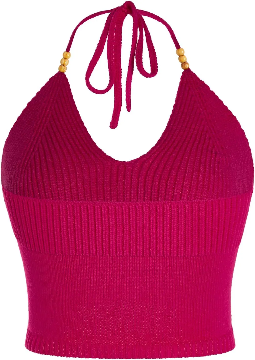 Verdusa Women's Crop Halter Tops Y2k Goth Clothes Crochet Cami Sleeveless Tie Backless Boho Knit Top Camisole