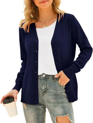 VIISHOW Women's V Neck Button Down Knitwear Long Sleeve Soft Basic Knit Cardigan Sweater
