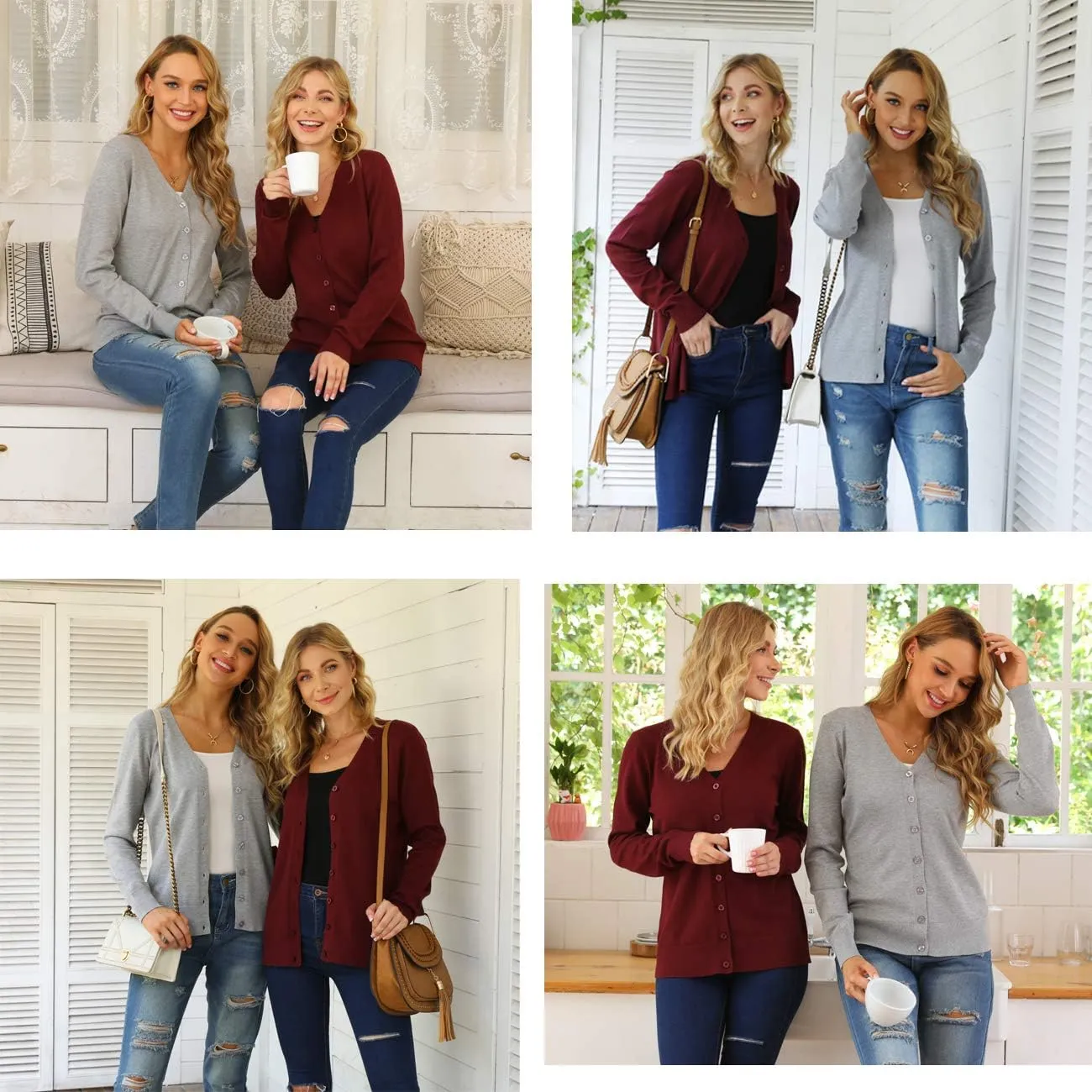 VIISHOW Women's V Neck Button Down Knitwear Long Sleeve Soft Basic Knit Cardigan Sweater