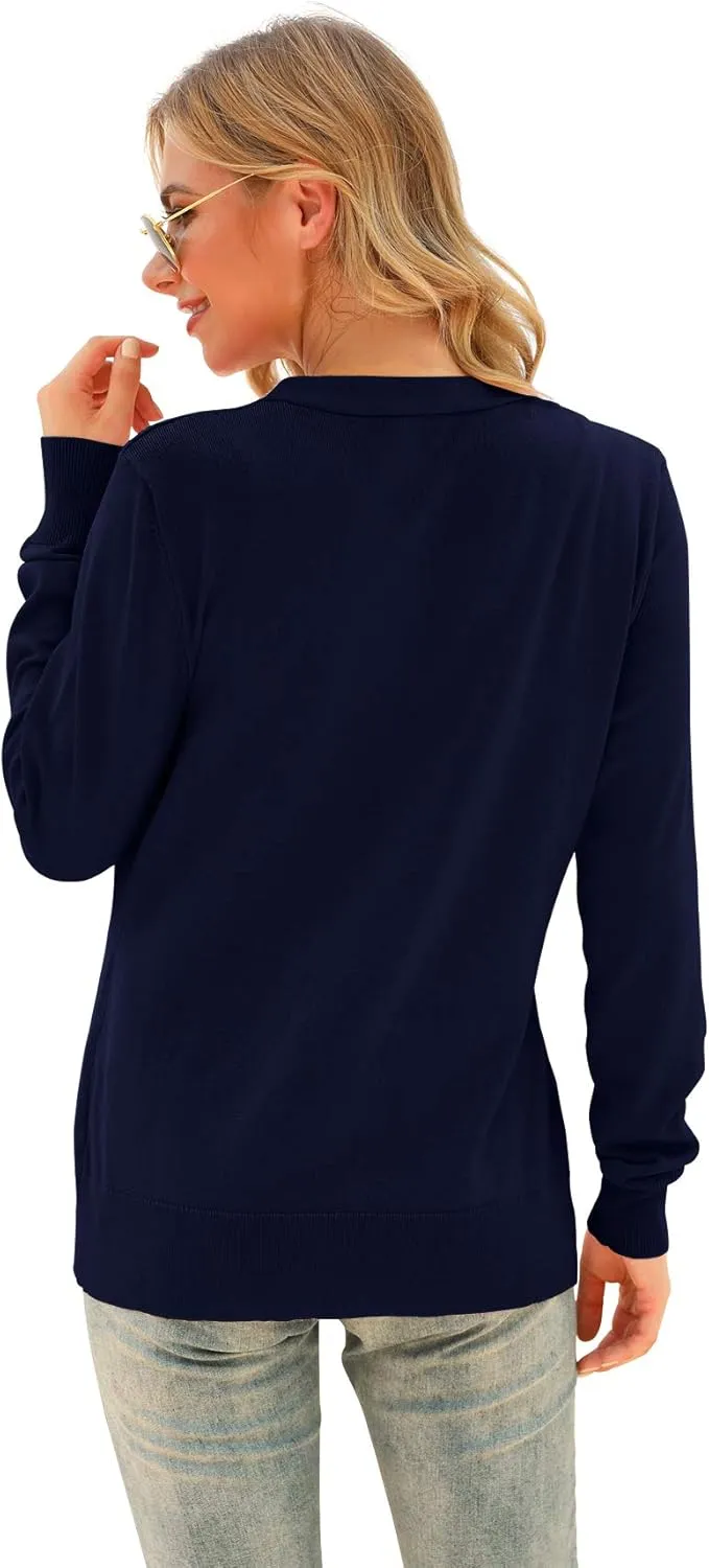 VIISHOW Women's V Neck Button Down Knitwear Long Sleeve Soft Basic Knit Cardigan Sweater