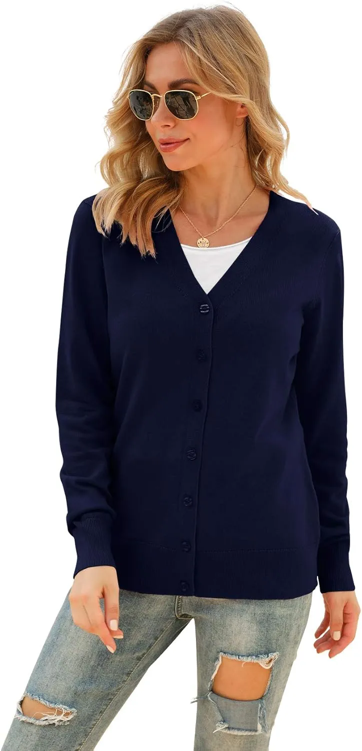 VIISHOW Women's V Neck Button Down Knitwear Long Sleeve Soft Basic Knit Cardigan Sweater