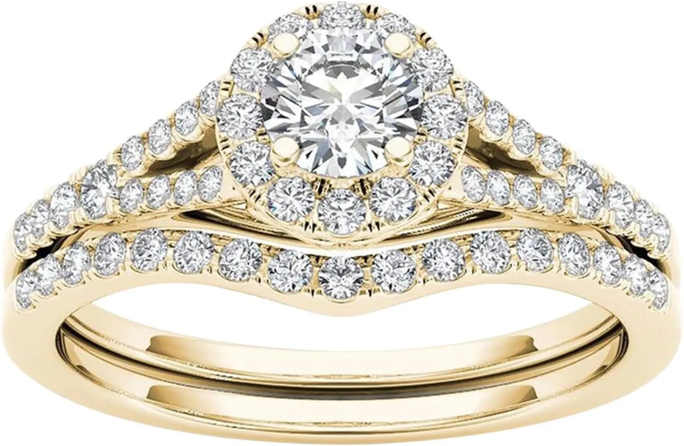 Wedding Band Set,Diamond Inlaid Proposal Ring Princess Cut Cubic Zircon Engagement Ring Anniversary Rings Bridal Jewelry Gift