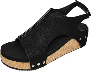 Wedge Sandals for Women 2024 Platform Open Toe Buckle Ankle Strap Espadrilles Casual Dressy Summer Shoes Ladies Carley Wedges Cushioned Insoles Lightweight for All Day Wear Hook Loop Closure