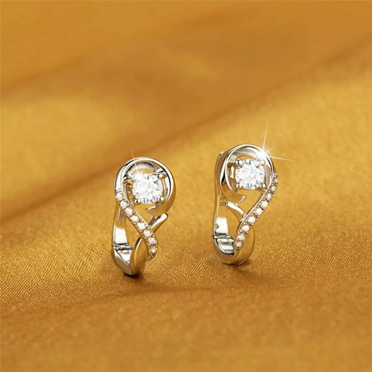 White Gold Plated Clear Cubic Zirconia Stud Earrings,925 Sterling Silver Stud Earrings for Women Jewelry Gift for Mother Wife