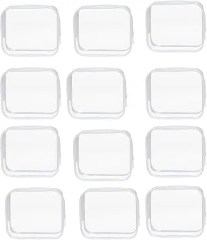 White,XL, Clear Travel Bags for Toiletries, PVC Waterproof Clear Makeup Bags, Plastic Zipper Toiletry Bag, 12 Pack Multipurpose Transparent Cosmetic Bag Clear Pouch for Women Men