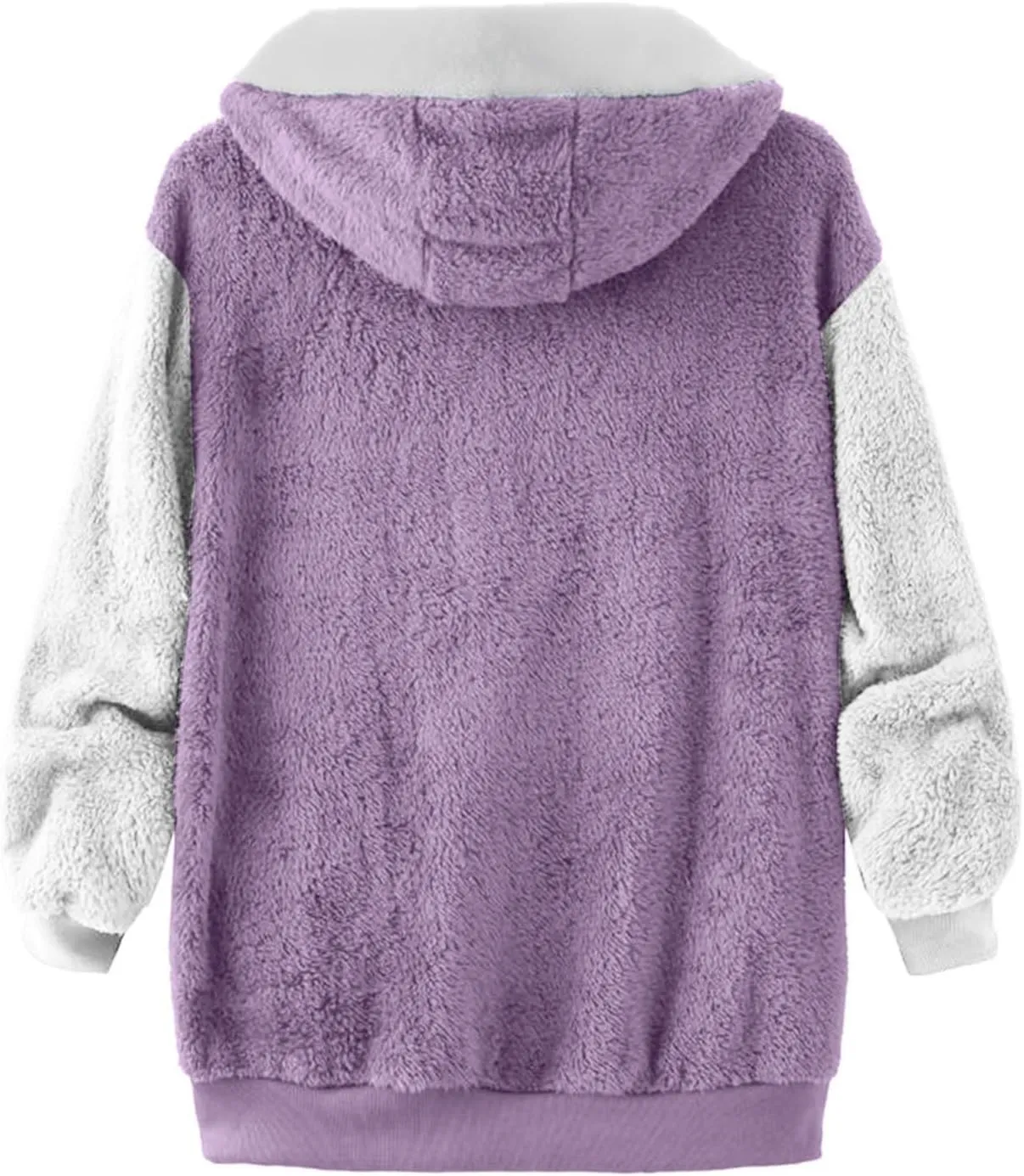 Winter Coat For Women 2023 Fuzzy Fleece Jacket Hooded Color Block Thermal Coat Oversized Fluffy Sherpa Outerwear