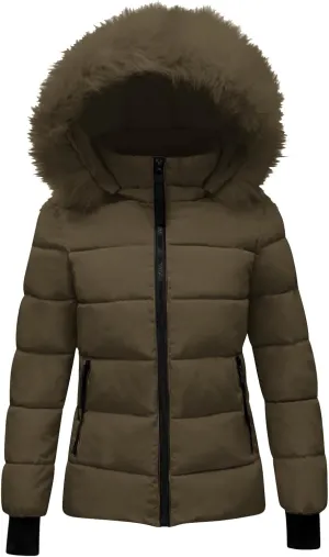 Winter Coats for Women Fashion Full Zip Long Sleeve Hood Cropped Puffer down Jackets Casual Slim Fit Warm Padded Coat
