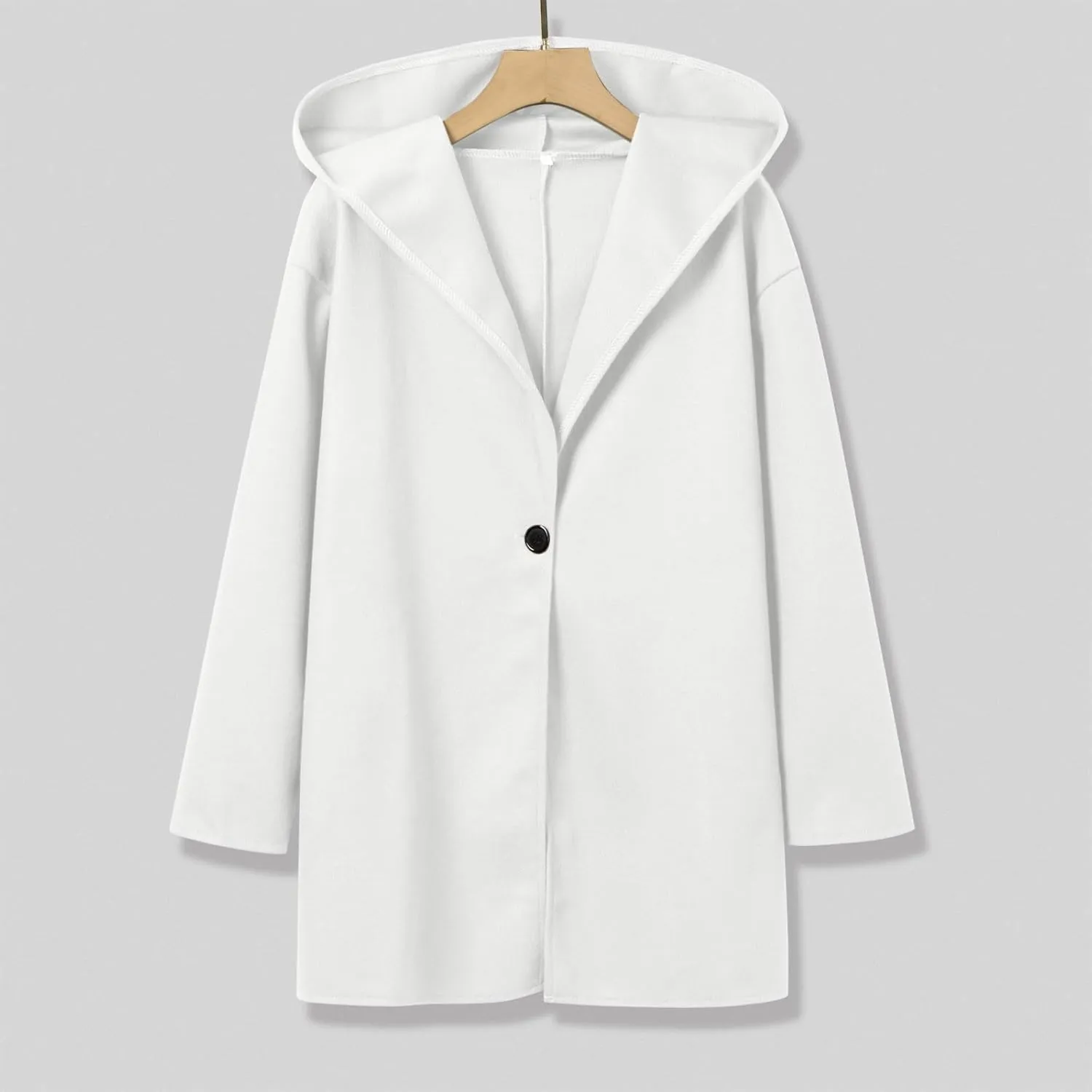 Winter Jacket for Women Long Sleeve Solid Color Lapel Neck Open Front Cardigan Jackets Button Down Loose Fit Coat