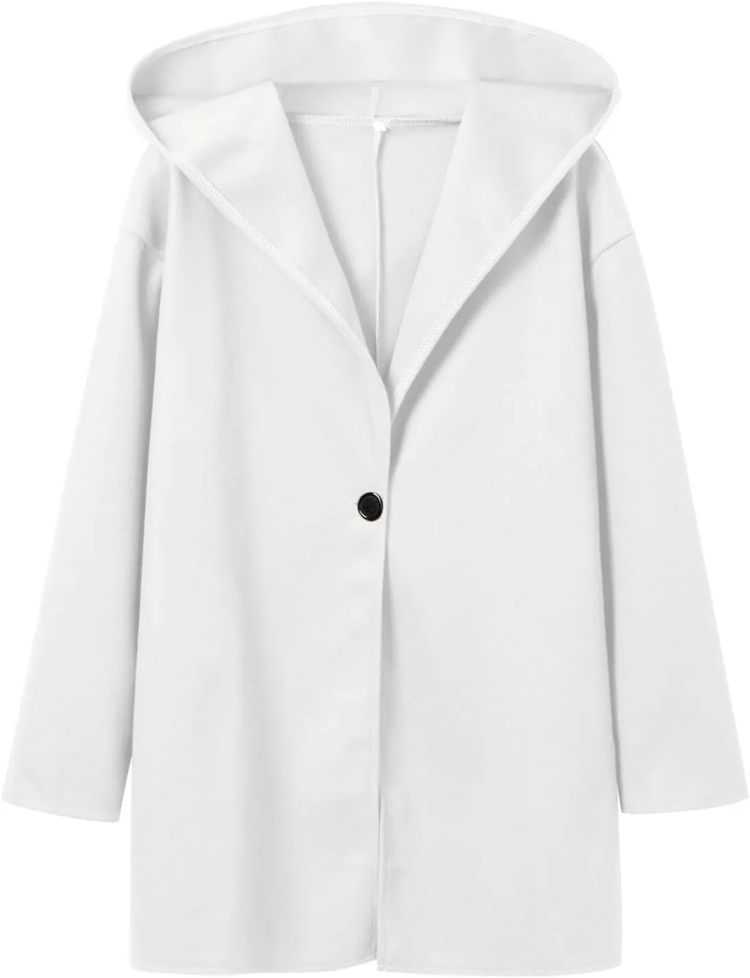 Winter Jacket for Women Long Sleeve Solid Color Lapel Neck Open Front Cardigan Jackets Button Down Loose Fit Coat