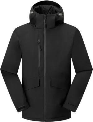 Winter Windproof Jackets for Men Full Zip Thicken Insulated Jackets Thermal Hooded Coats for Outdoor Hiking Snow Ski