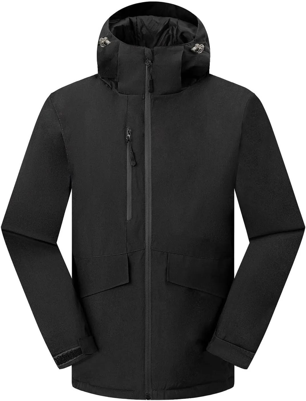 Winter Windproof Jackets for Men Full Zip Thicken Insulated Jackets Thermal Hooded Coats for Outdoor Hiking Snow Ski