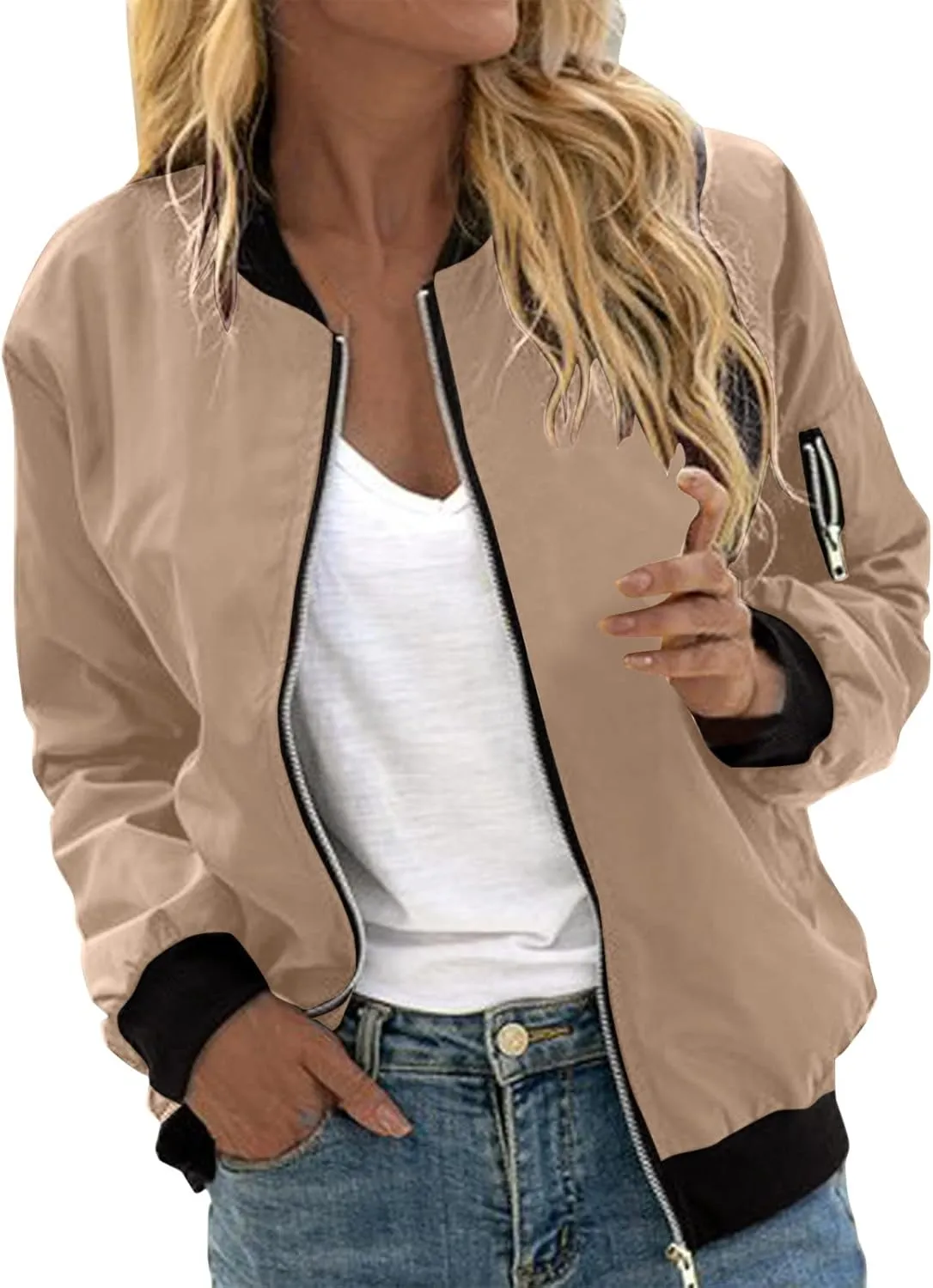 Women Autumn Fashion Leisure Square Thin Pocket Jacket Blouse Coat Baseball Top Women's Jacket