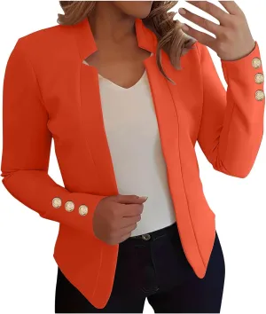Women Cardigan Suit Jacket Fashion Solid Color Slim fit Plus Size Long Sleeve Notch Collar Blazer Jacket Coat Tops