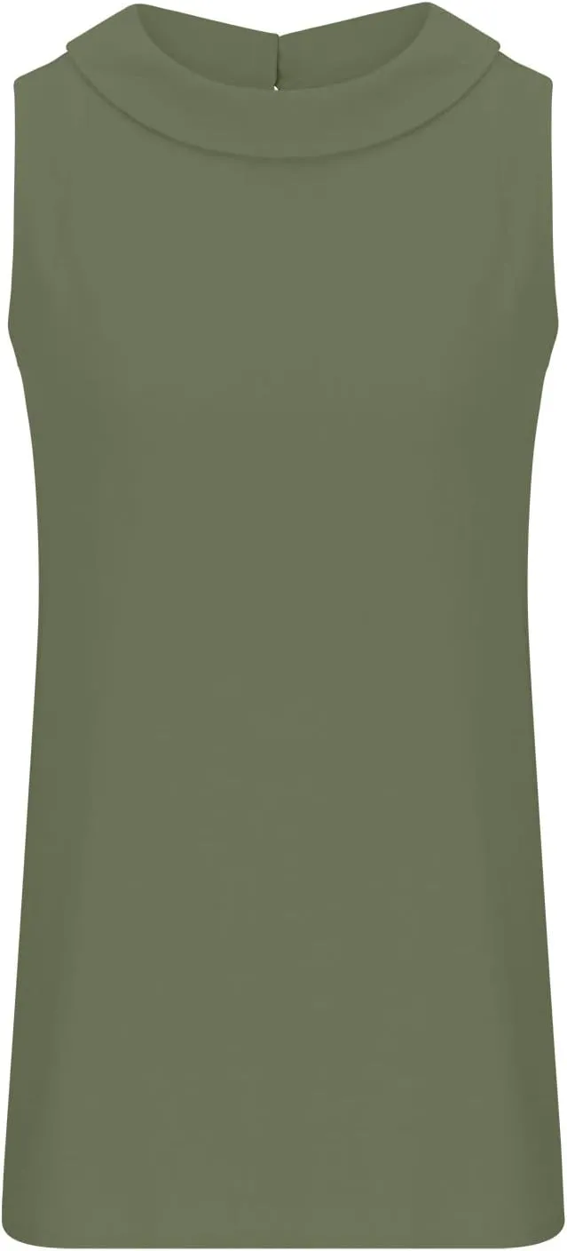 Women Cotton Linen Sleeveless Crop Tank Tops O Neck Shirt Casual Solid Color Loose Fit Comfy T-Shirt Blouse Vest