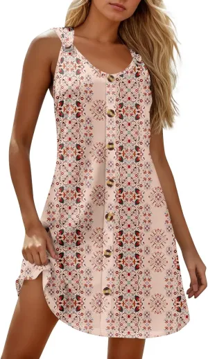 Women Dresses Summer Midi Sleeveless Button Down Womens Summer Dresses V Neck Club A Line Elegant Glam Tank Dress