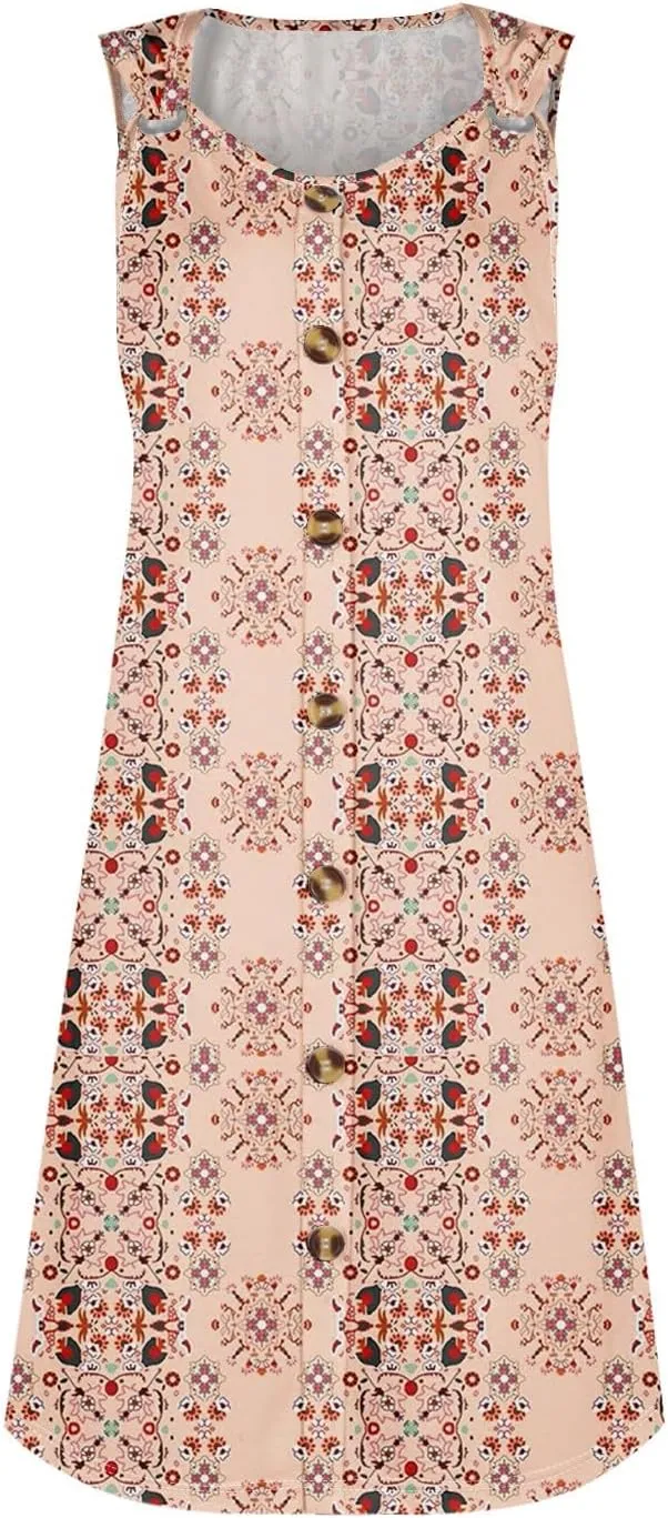 Women Dresses Summer Midi Sleeveless Button Down Womens Summer Dresses V Neck Club A Line Elegant Glam Tank Dress