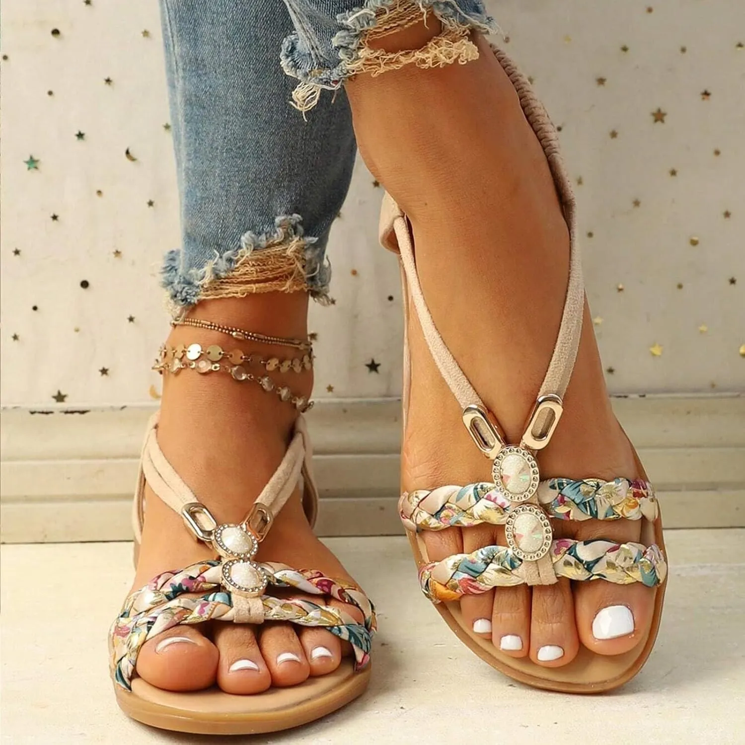 Women Shoes Soft Sole Wedge Sandals Boho Fashion Beach Flip Flops Shoes Sandals Women