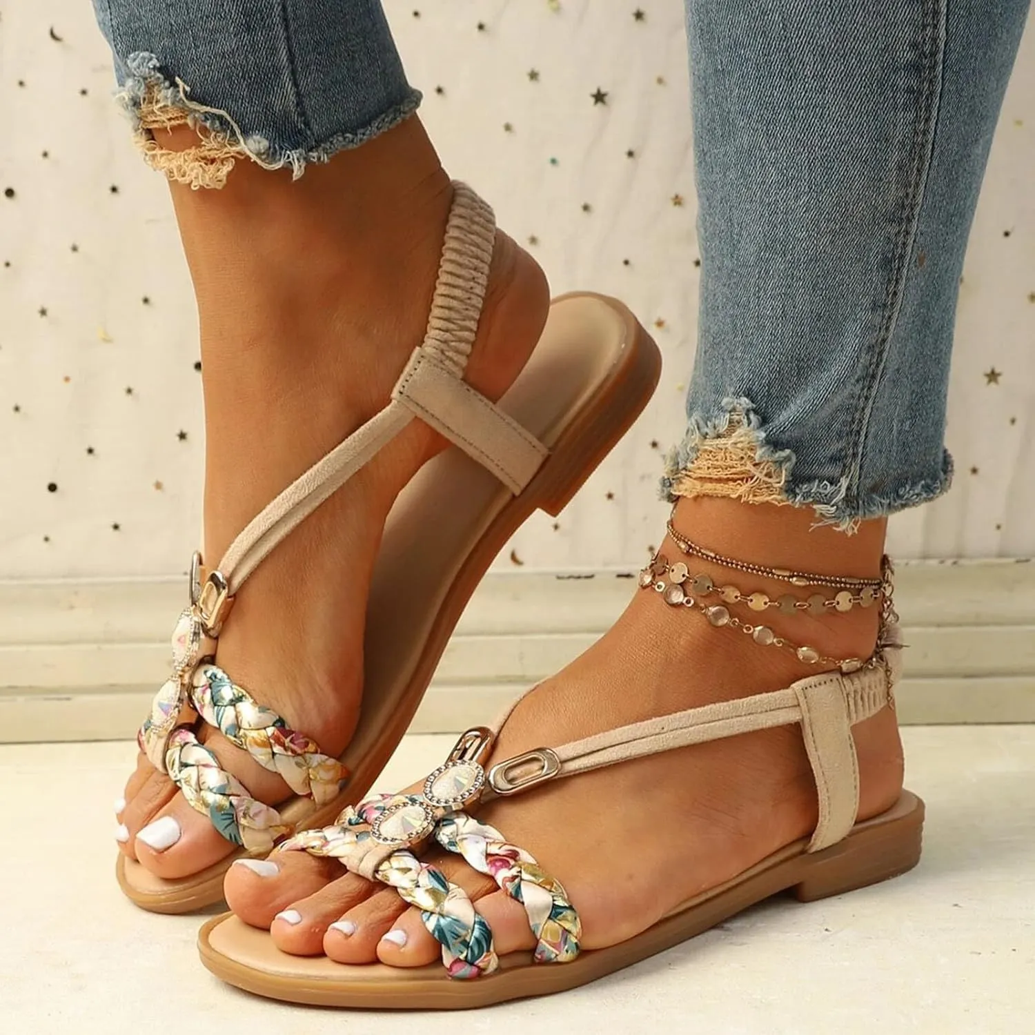 Women Shoes Soft Sole Wedge Sandals Boho Fashion Beach Flip Flops Shoes Sandals Women