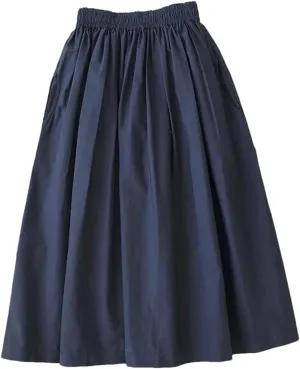 Women Skirts Female Vintage Solid Elastic High Waist Casual Maxi Skirts Long A-Line Skirts
