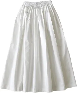 Women Skirts Female Vintage Solid Elastic High Waist Casual Maxi Skirts Long A-Line Skirts