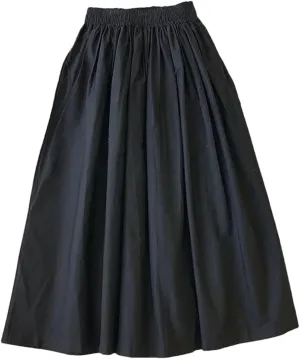 Women Skirts Female Vintage Solid Elastic High Waist Casual Maxi Skirts Long A-Line Skirts