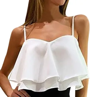 Women Tank Tops Summer Vest Sleeveless Trendy Daily Holiday Blouse Casual Cropped Camisole Shirts