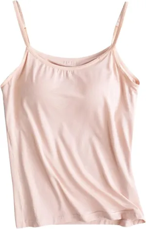 Women Tank Tops with Bra Shelf Bra Camisoles for Women Adjustable Spaghetti Strap Tank Top Summer Sleeveless Top