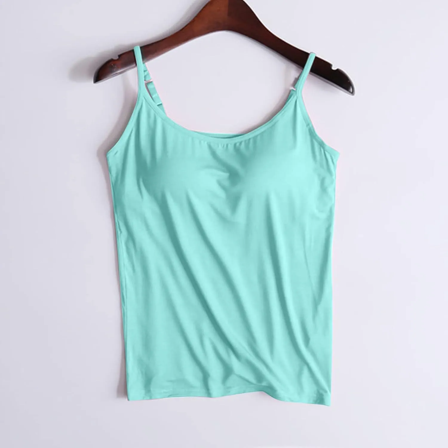 Women Tank Tops with Bra Shelf Bra Camisoles for Women Adjustable Spaghetti Strap Tank Top Summer Sleeveless Top