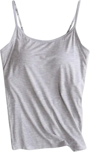 Women Tank Tops with Bra Shelf Bra Camisoles for Women Adjustable Spaghetti Strap Tank Top Summer Sleeveless Top
