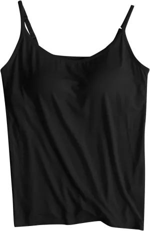 Women Tank Tops with Bra Shelf Bra Camisoles for Women Adjustable Spaghetti Strap Tank Top Summer Sleeveless Top