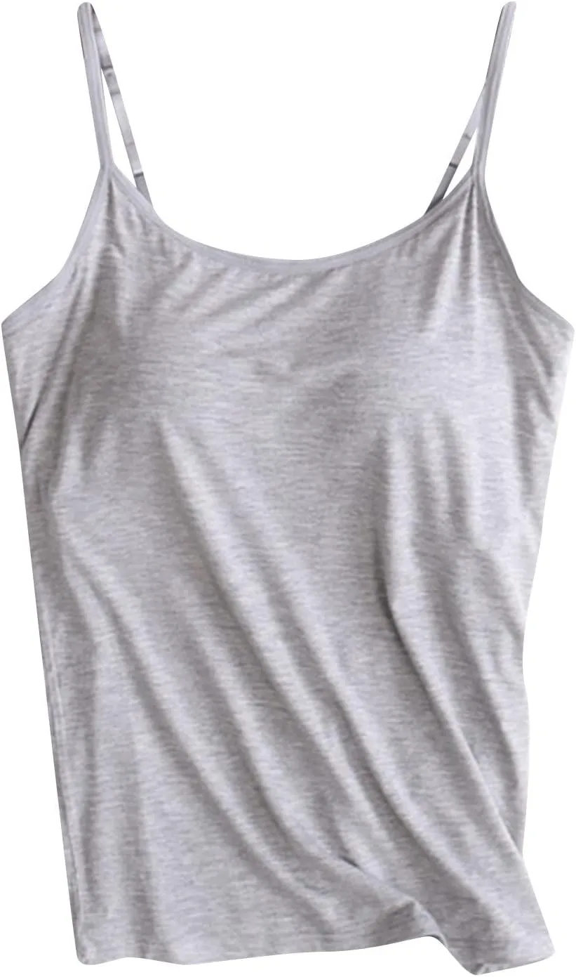 Women Tank Tops with Bra Shelf Bra Camisoles for Women Adjustable Spaghetti Strap Tank Top Summer Sleeveless Top