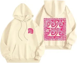 Women Y2k Graphic Hoodies Cute Preppy Embroidery Hibiscus Hoodie Flower Pullover Oversized Sweatshirts Teen Clothes