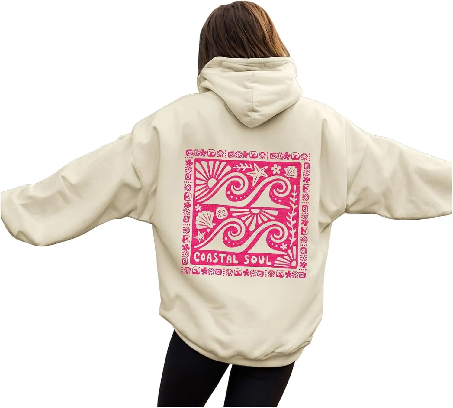 Women Y2k Graphic Hoodies Cute Preppy Embroidery Hibiscus Hoodie Flower Pullover Oversized Sweatshirts Teen Clothes