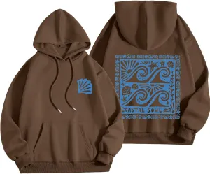 Women Y2k Graphic Hoodies Cute Preppy Embroidery Hibiscus Hoodie Flower Pullover Oversized Sweatshirts Teen Clothes
