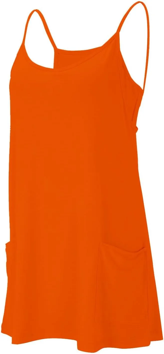 Womens Athletic Dress with Shorts Underneath Summer Spaghetti Strap Romper Dresses Tennis Workout Mini Dress