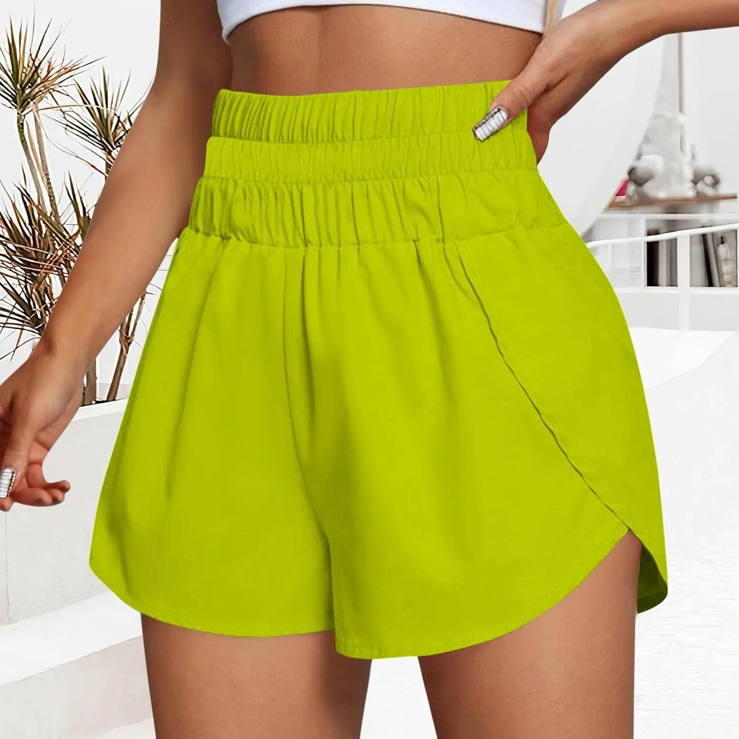 Womens Athletic Shorts High Waisted Running Shorts Gym Elastic Workout Shorts Casual Comfy Sport Shorts 2025