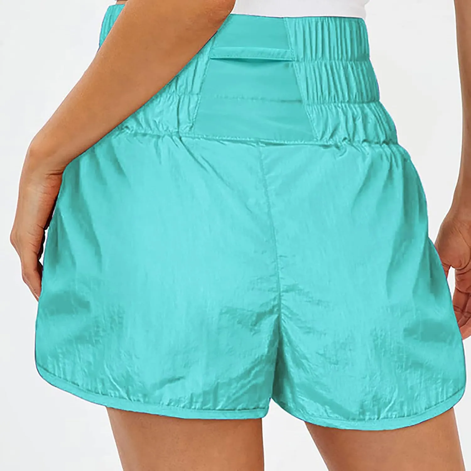 Women's Athletic Shorts High Waisted Running Shorts Pocket Sporty Shorts Elastic Workout Shorts