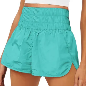 Women's Athletic Shorts High Waisted Running Shorts Pocket Sporty Shorts Elastic Workout Shorts