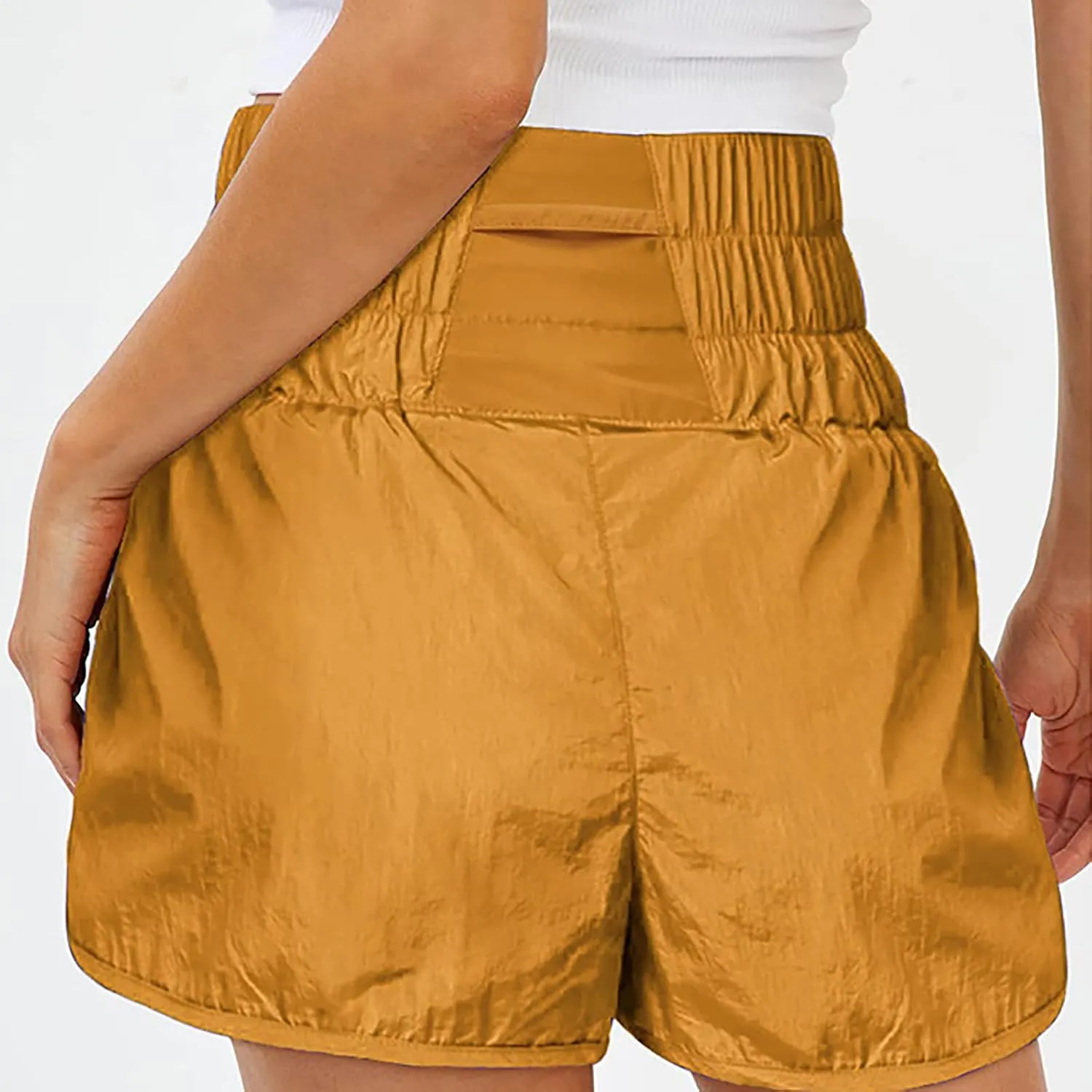 Women's Athletic Shorts High Waisted Running Shorts Pocket Sporty Shorts Elastic Workout Shorts