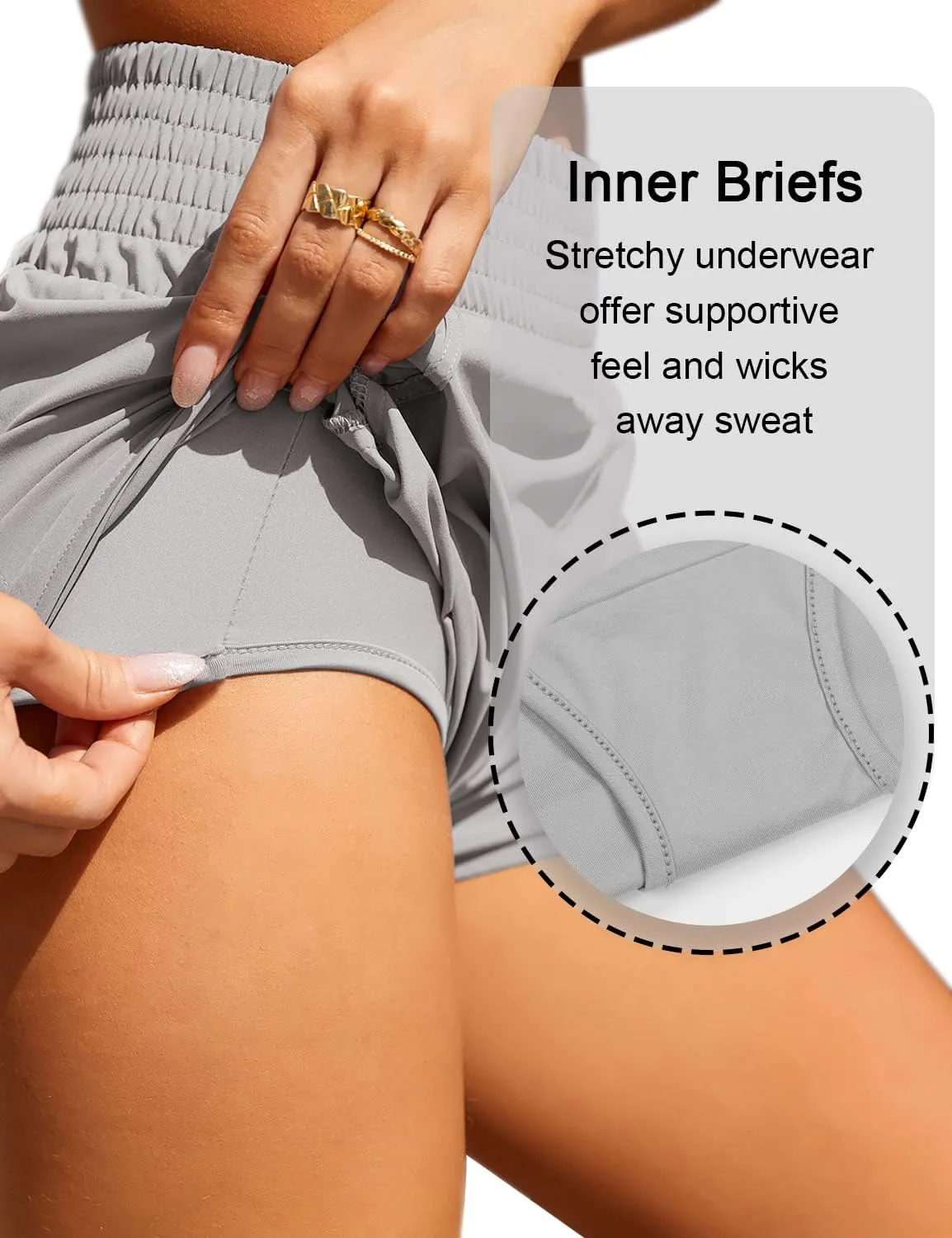 Women's Athletic Shorts High Waisted Running Shorts Pocket Sporty Shorts Gym Elastic Workout Shorts